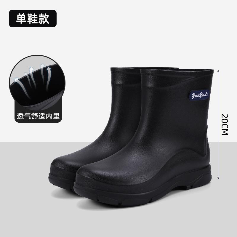 

2025 new medium tube thickened wear-resistant cotton rain shoes, non-slip men s velvet warm rain boots 40