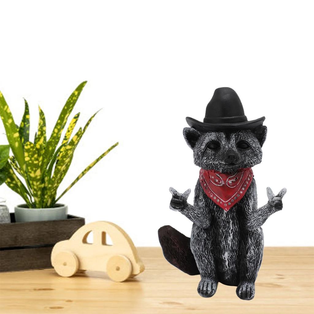 Raccoon Figurine Funny Lifelike Decorative Resin Wild Animal Statue Ornament For Desk Bookshelf Mantelpiece