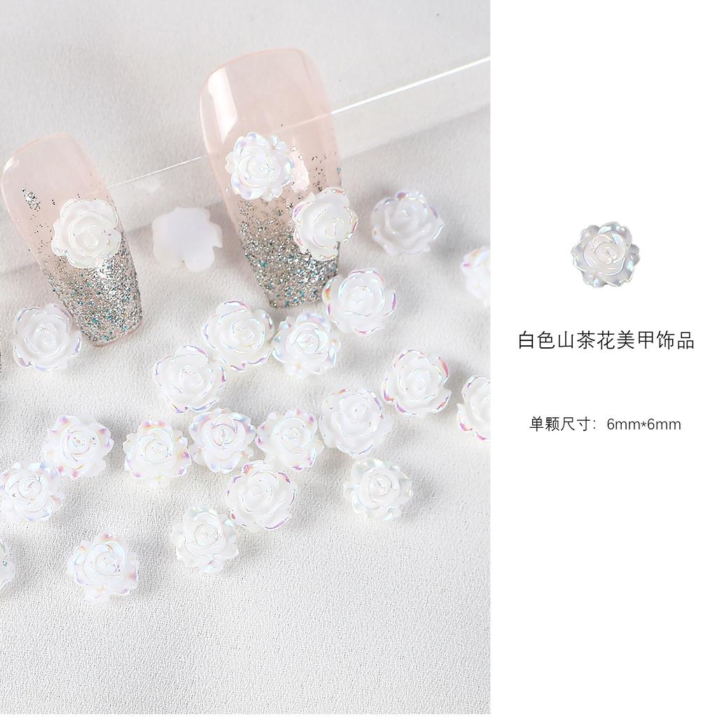 30 Aurora Camellia Nail Art Jewelry Symphony Resin Internet Celebrity Transparent Rose Three-Dimensional Accessories Nails