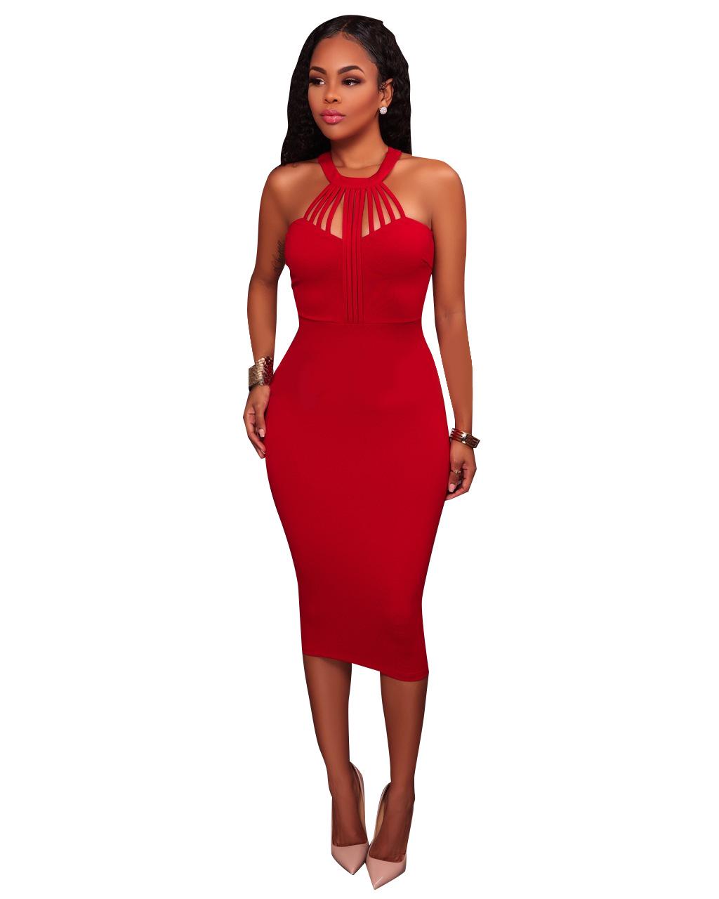 

Платье European Station N320 без рукавов с круглым вырезом Large красный