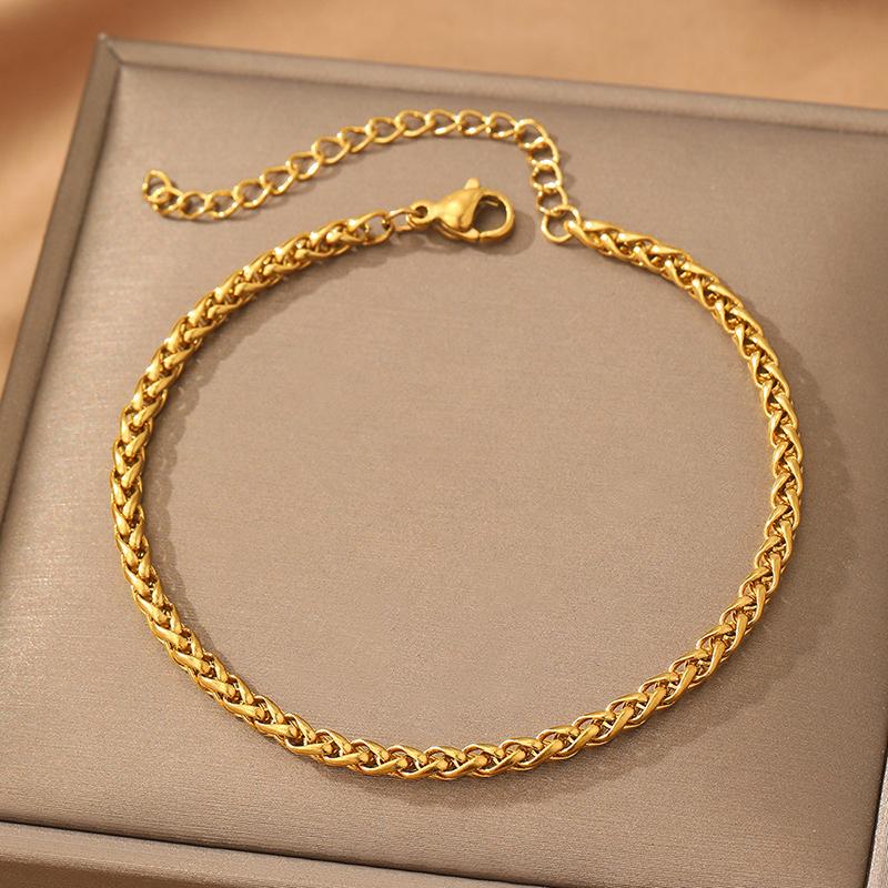 Stainless Steel Cuban Chain Bracelets for Men Hip-Hop Punk Style Twisted Adjustable Simple Thin Chain Unisex Jewelry Accessories