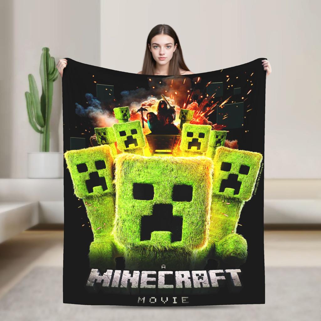 National Game Anime Flannel Throw Blanket Pixel Games Cartoon for Bedroom Knitted Blanket Outdoor Soft Breathable