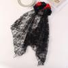 Specter Bride Headpiece Spooky Style Halloween Headband EyeCatching Black Lace Bloom & Tiara for