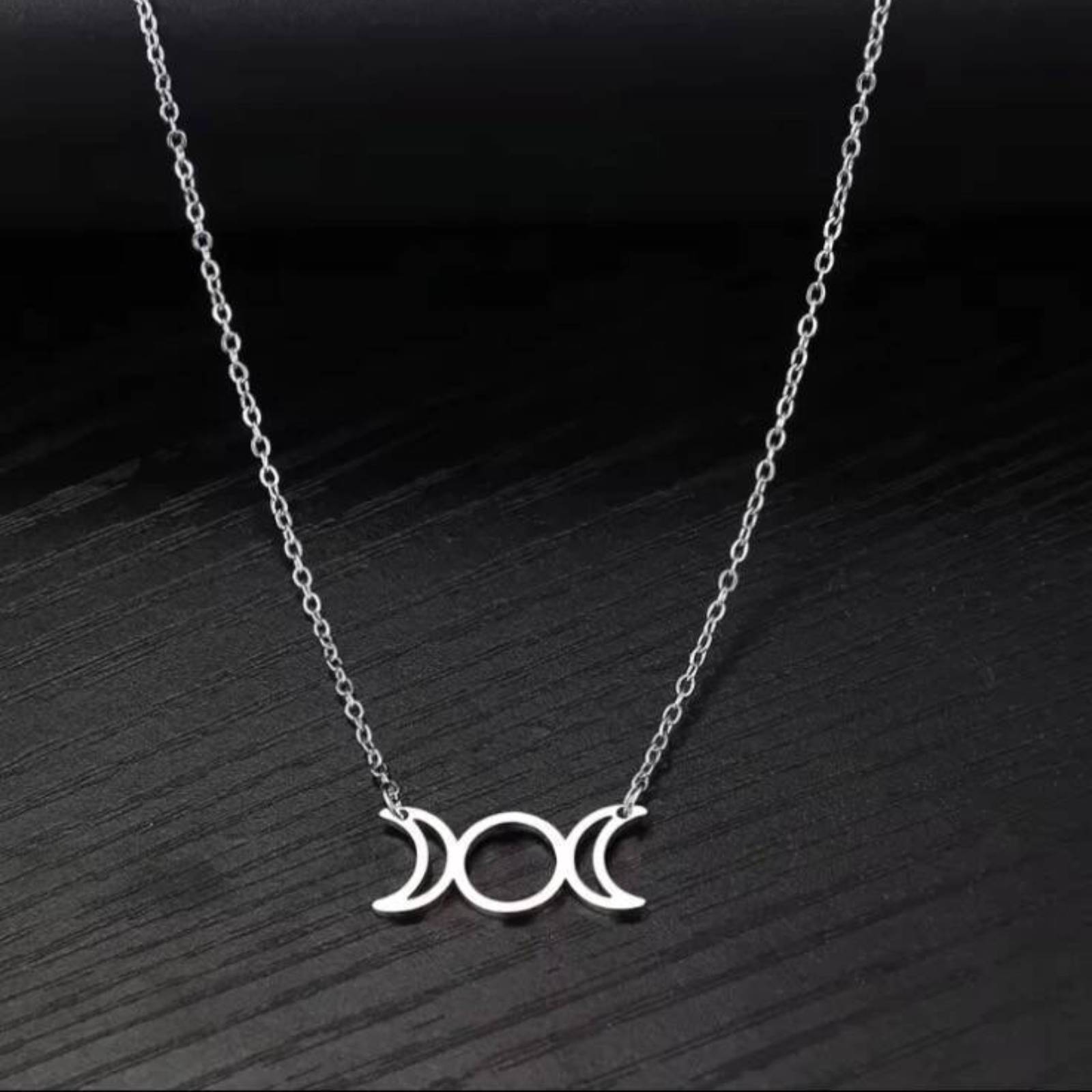 Triple Moon Goddess Hekat Pendant Necklace Greek Mythology Triple Goddess Stainless Steel Jewelry Gift for Women