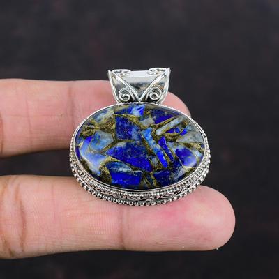 Copper Sodalite Pendant Natural Gemstone Pendant 925 Sterling Silver Pendant Handmade Vintage Pendant Healing Stone Jewelry Gifts For Women