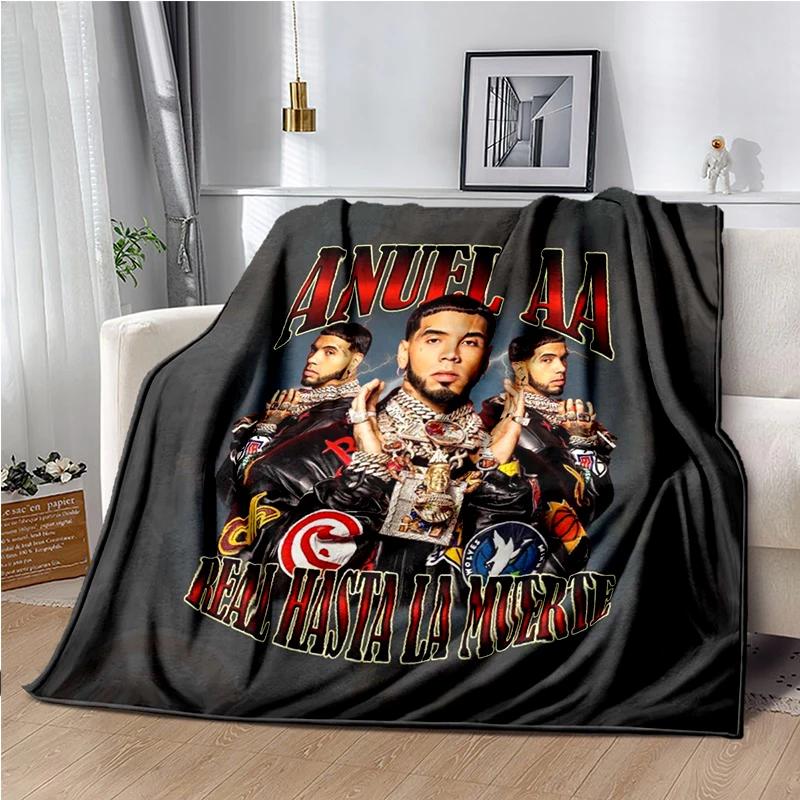 Anuel AA Rapper Hip Hop Singer Blanket Sofa Office Hiking Picnic Super Soft Quilt Fashion Flannel Throws Blanket Birthday Gift
