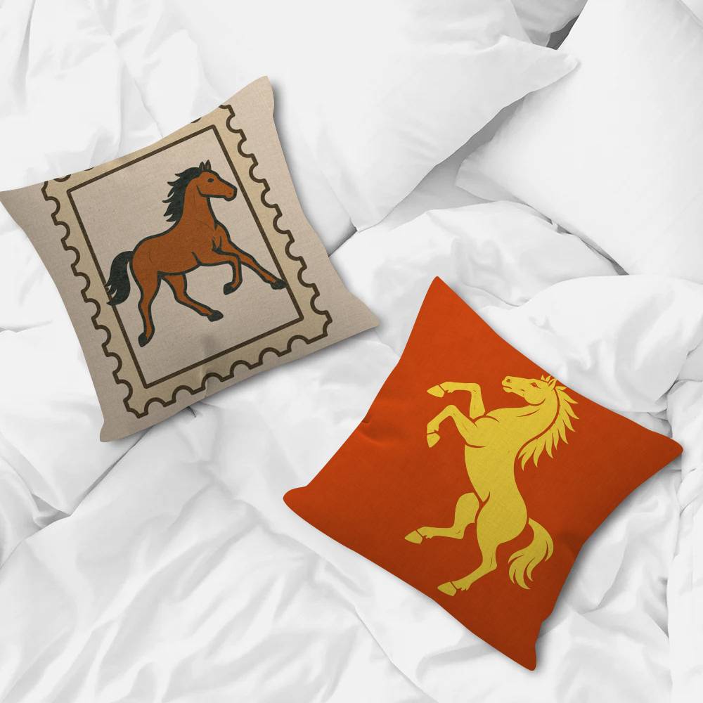 Modern Simple Geometric Light Luxury Horse Pillowcase Toon Gift Cushion Cover Bedroom Home Sofa Chair Seat Decor Pillow Case