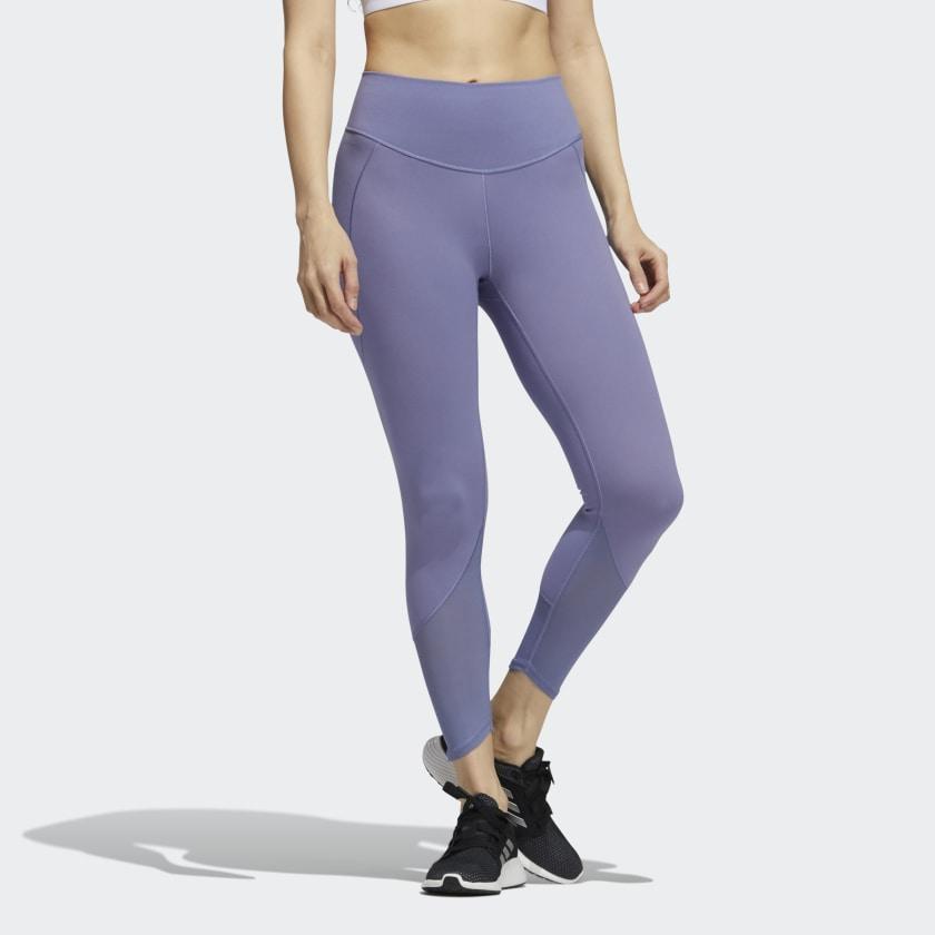 Adidas 7/8 Yoga Power Mesh Training Pants Women Bottoms Purple GR8097