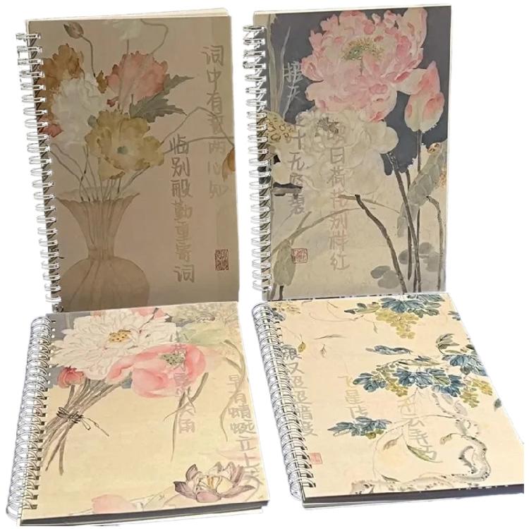 4Pieces Twin Coil Binding Notebook College Ruled Note Book  for Writing 100 Page Wide Lined Journal Notepads 14x20cm