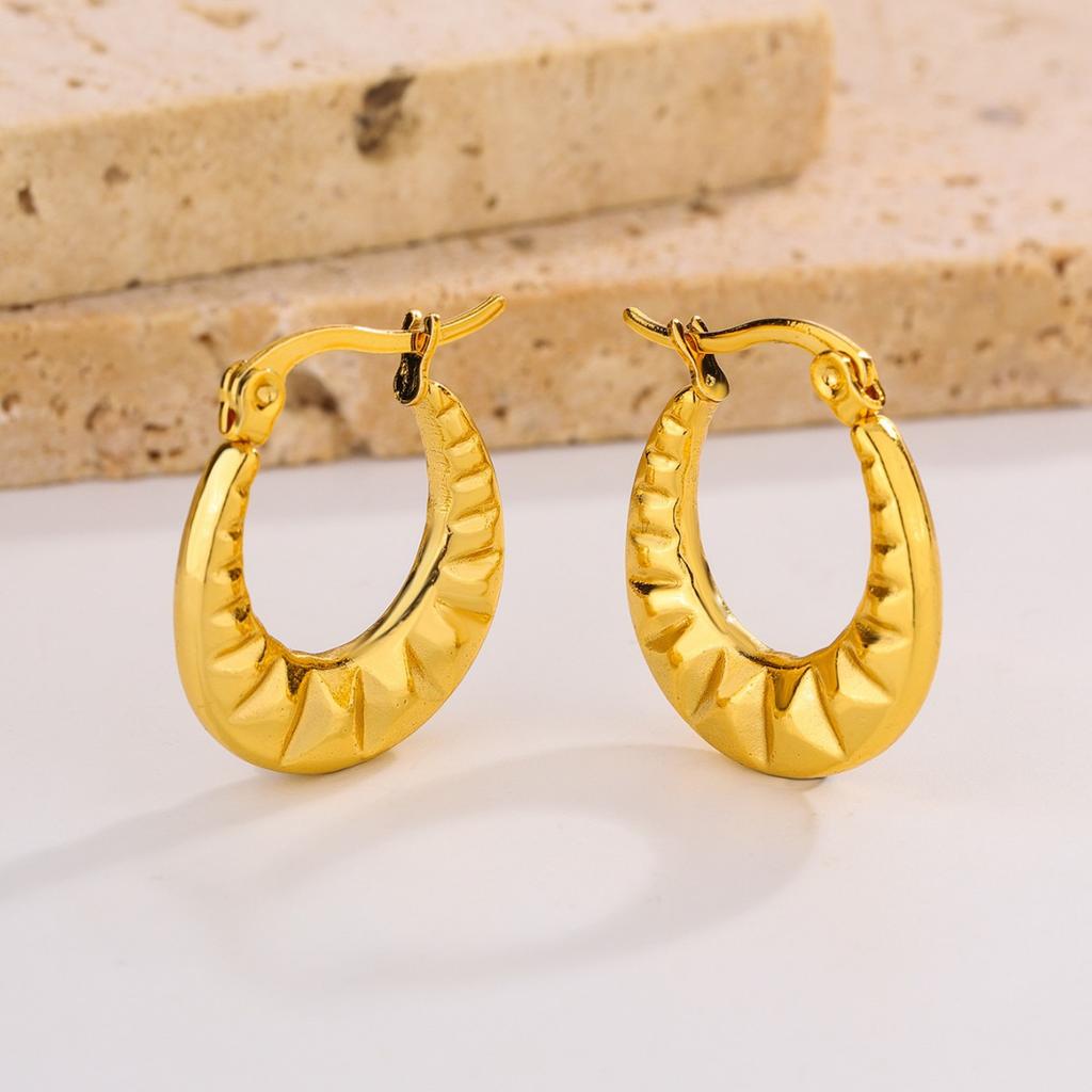 Stainless Steel Earrings French Premium Sense Design Sense Plated 11K Gold Geometric Earrings Jewelry, Titanium Steel Earrings