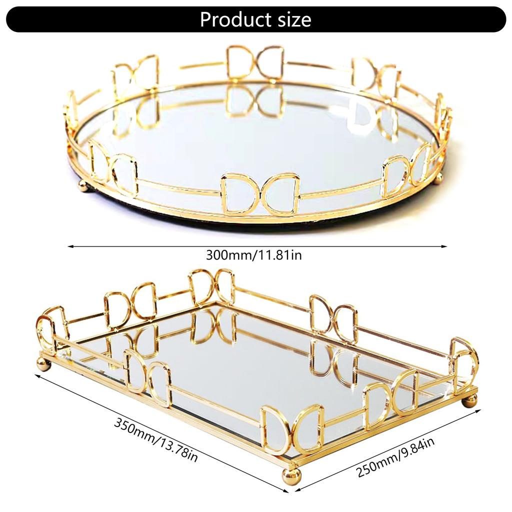 Vintage Styles Decorative Mirror Tray for Jewelry Makeup and Perfume Display In Bedroom or Living Room Decoration