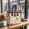 Cute Apple Print Tote Bag Casual Daily Handbag Lightweight Reusable Shopping Bag for Women