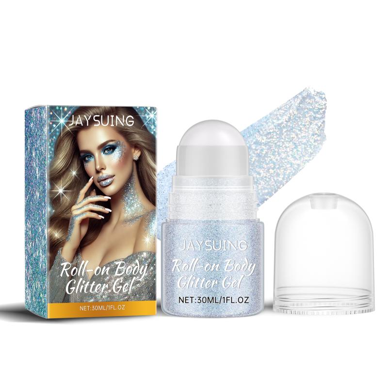 Natural 3D Glitter Roller Stick Highlighter for Face Body Shiny Makeup for Festivals and Daily Use