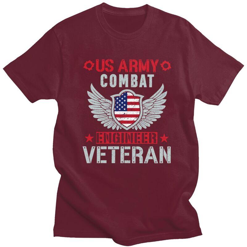 Custom US Army Combat Engineer Veteran T Shirt for Men Tshirt Tees Tshirts Slim Fit