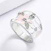 Export Source Elegant And Fresh Light-Colored Enamel Flower Slightly Inlaid Zircon Epoxy Women'S Ring