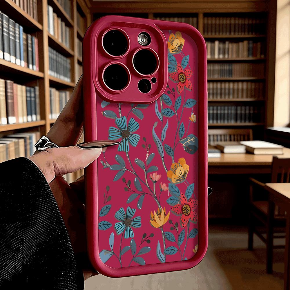 Colorful Floral Vines Soft TPU Phone Case for iPhone 17 16 15 14 13 12 11 Pro Max Plus Shockproof Anti-Slip Cover