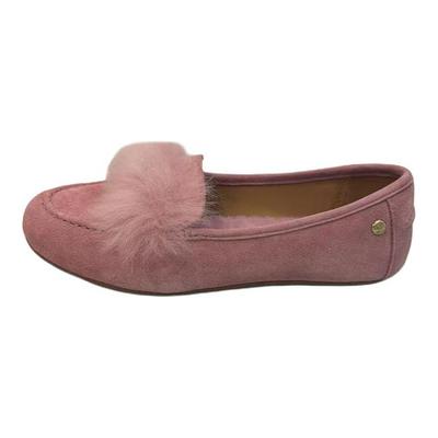 Suede Fur Trim Simple Gentle Casual Flats Women Flats Crystal-Pink 1102689-PCRY