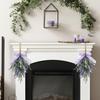 Simulated Artificial Lavender Bow Wall-mounted Purple Home Door Hanging with Green Plant Decoration On The Door Header