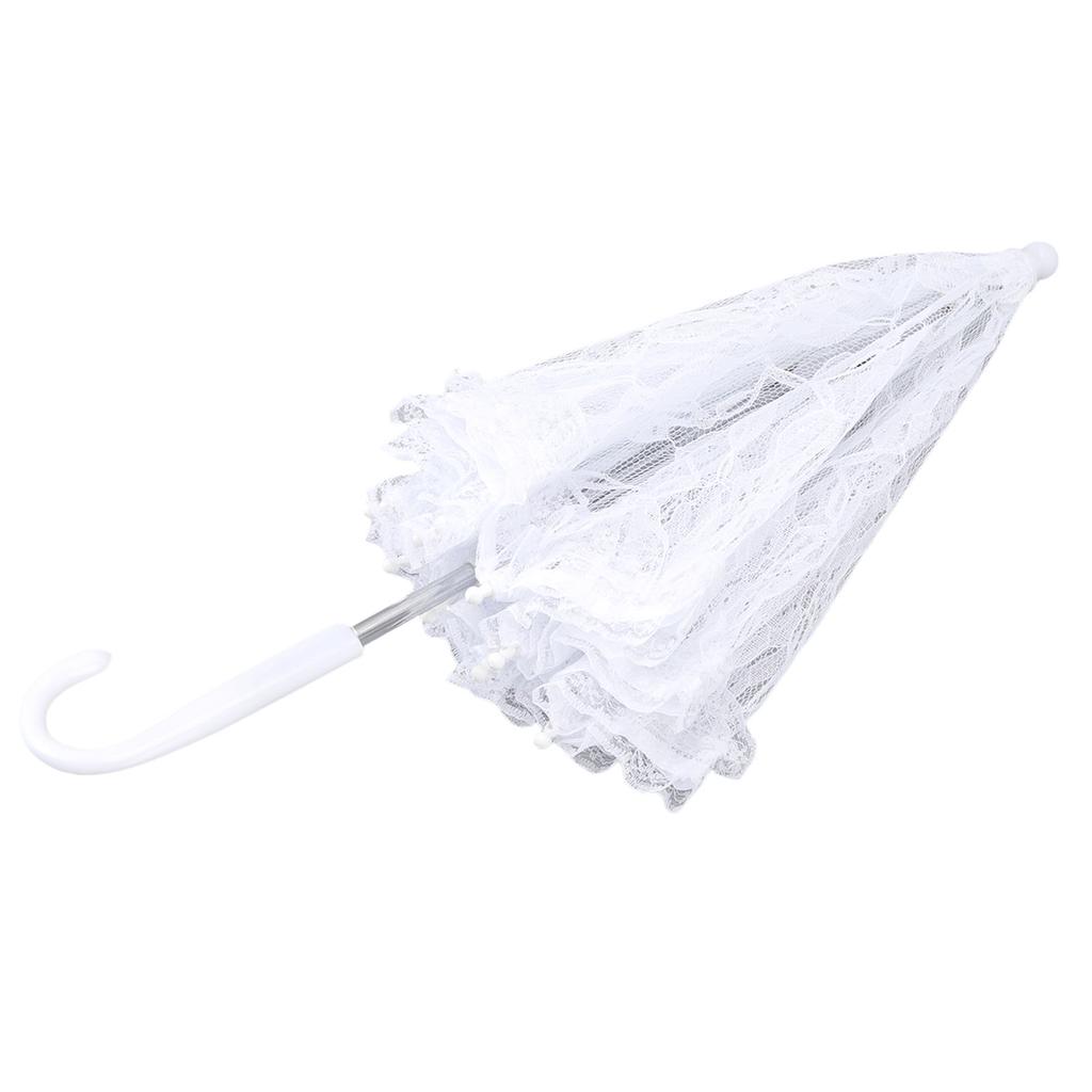 White Lace Parasol Umbrella J Handle Elegant Appearance Bridal Lace Umbrella for Wedding Party Decorations Prom