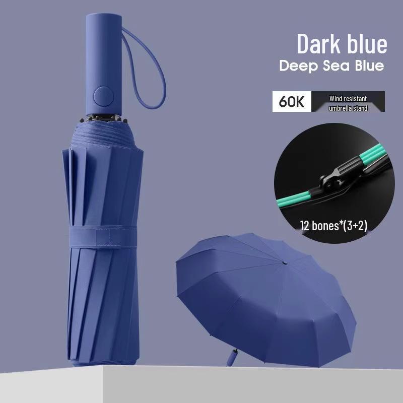 Extra großer Zwölf-Speichen-Doppelnutzungs-Handregenschirm mit Sonnenschutz aus schwarzem Kleber