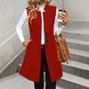 Women's Fashionable Casual Lapel Buttoned Waistcoat Sleeveless Solid-Colour Jacket