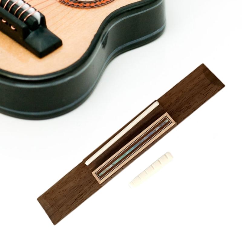6 String Acoustic Guitar Bridge Rosewood Guitar Bridge with Imitation Cattle Bone Nut Saddles Guitar Accessories