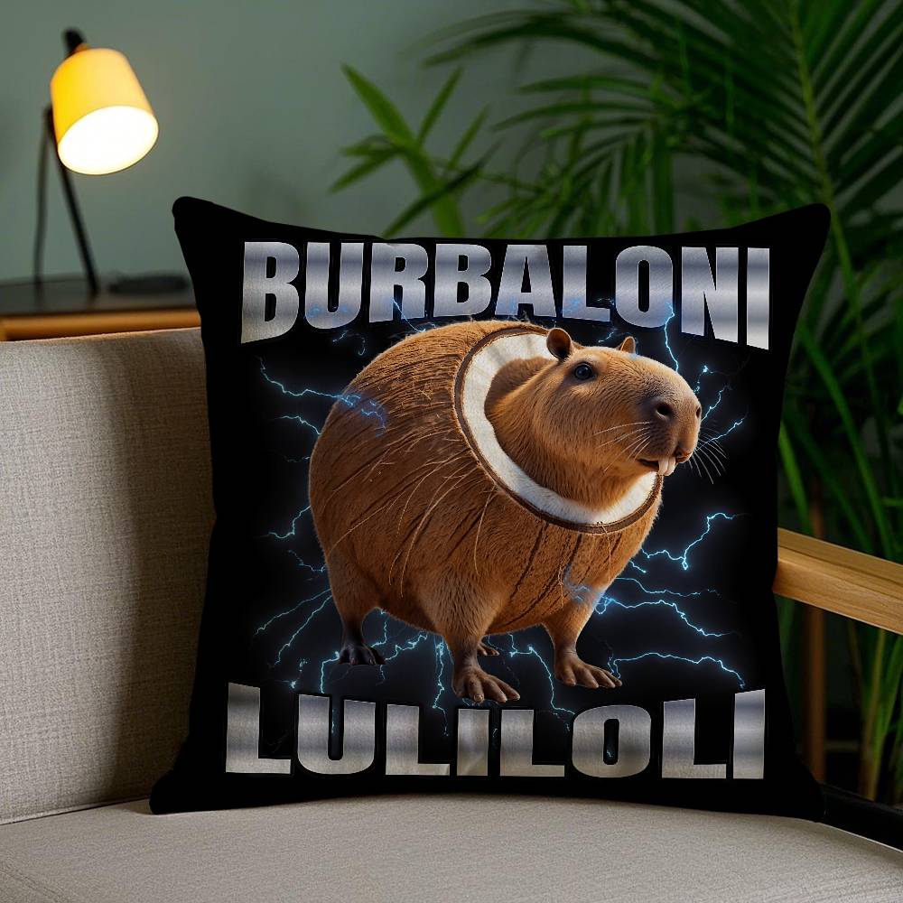 Italian Brain Rot Meme Tralalero Tralala Pillow Case Sofa Short Plush Double-sided HD Printing Room Home Office Cushion Cover