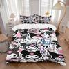 3pcs Kuromi Characters Bedding Set, Including 1 Quilt Cover and 2 Pillow Shams, Without Filling, Soft and Comfortable Home Bedroom Fabric, F