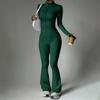 Women's 2 Piece Yoga Set with Zip-Up Long Sleeve Jacket and Flared Pants for Fitness and Training