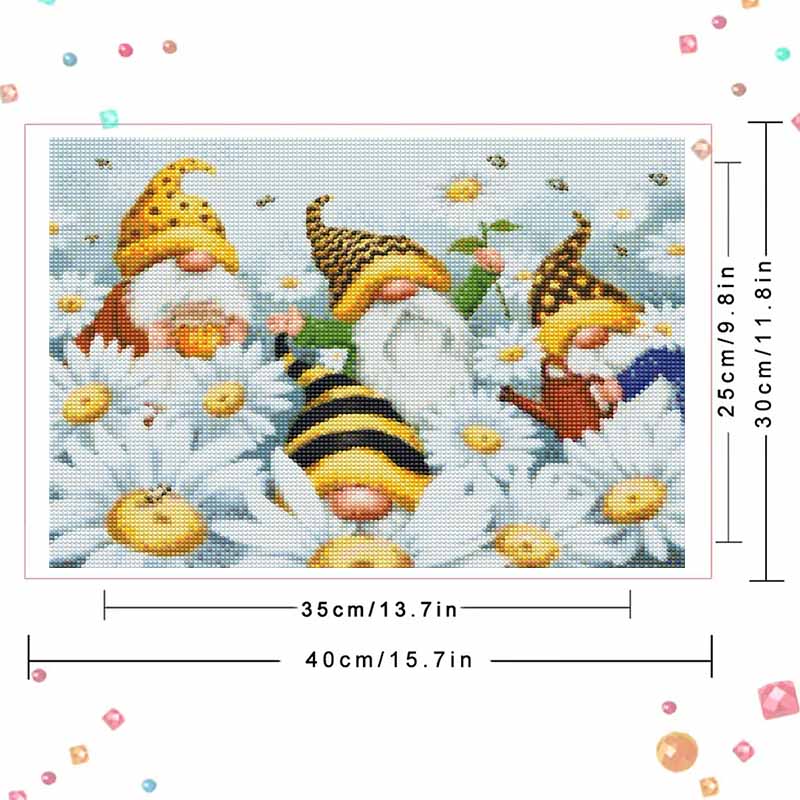 DIY Diamond Painting Gnomes Bees Daisy Cross Stitch Kit Mosaic Art Diamond Painting Full Circle Diamond Home Decoration