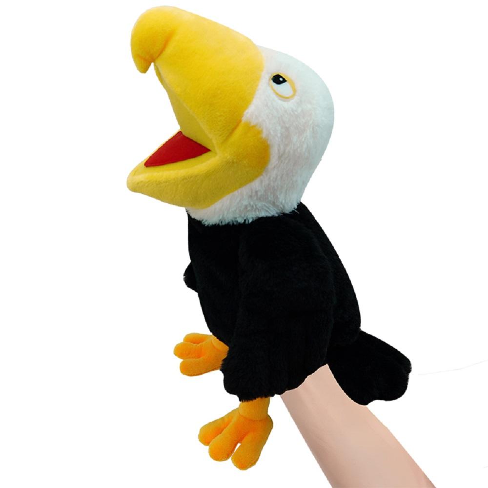 Hot 35cm Style Toucan Hand Puppet Plush Toys Kindergarten Performance Hand Control Toucan Parrot Bald Eagle Peacock Owl Flamingo 35cm