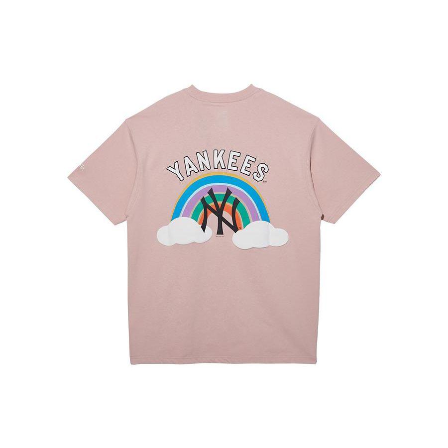New Era SS22 Letter Rainbow Print Short Sleeve T-Shirt Unisex T-Shirt Pink 13280313