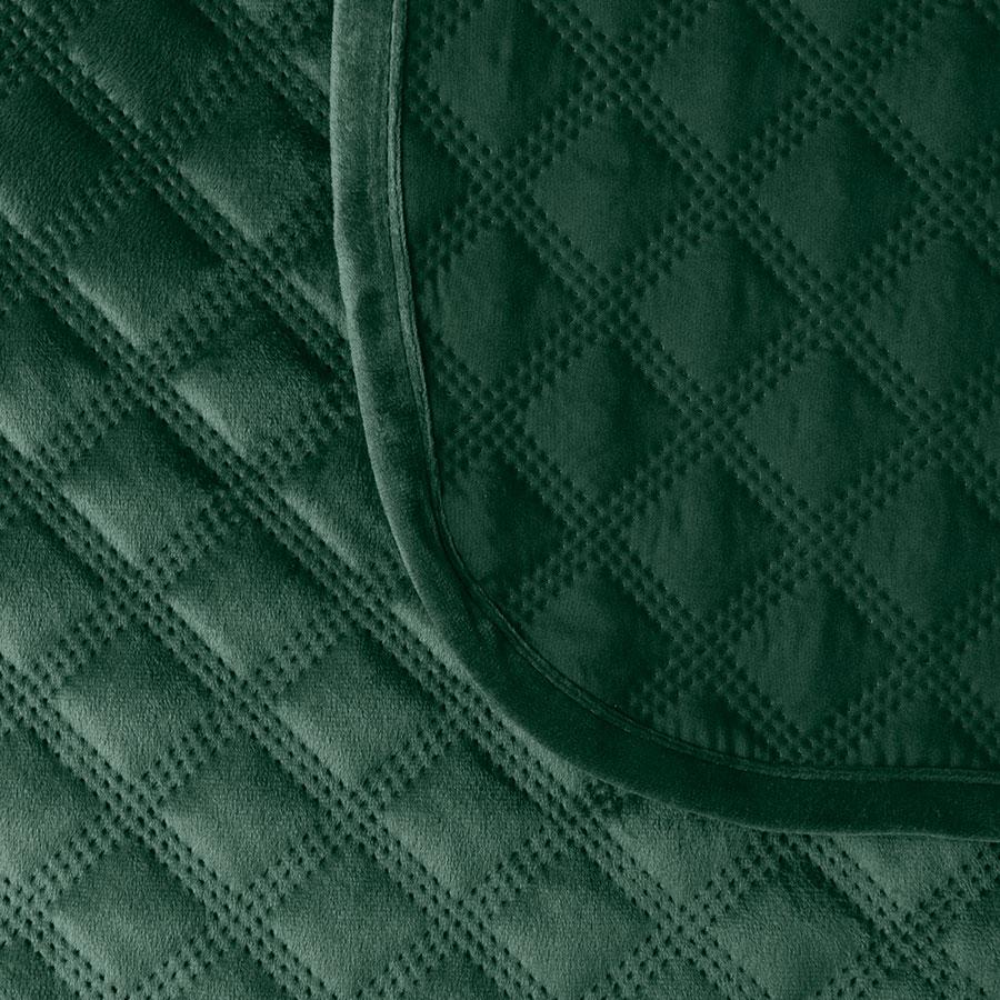 VELVI Bedspread 220x240cm - bottle green with a geometric pattern