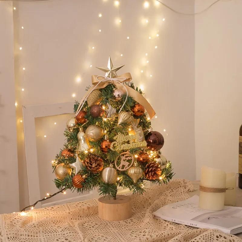 Christmas Tree Small Tree Christmas Decoration Supplies Mini Set Tree with Light Christmas Tree Ornaments