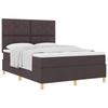 Boxspring Bed with Headboard Dark Brown 160 X 200 Cm Fabric