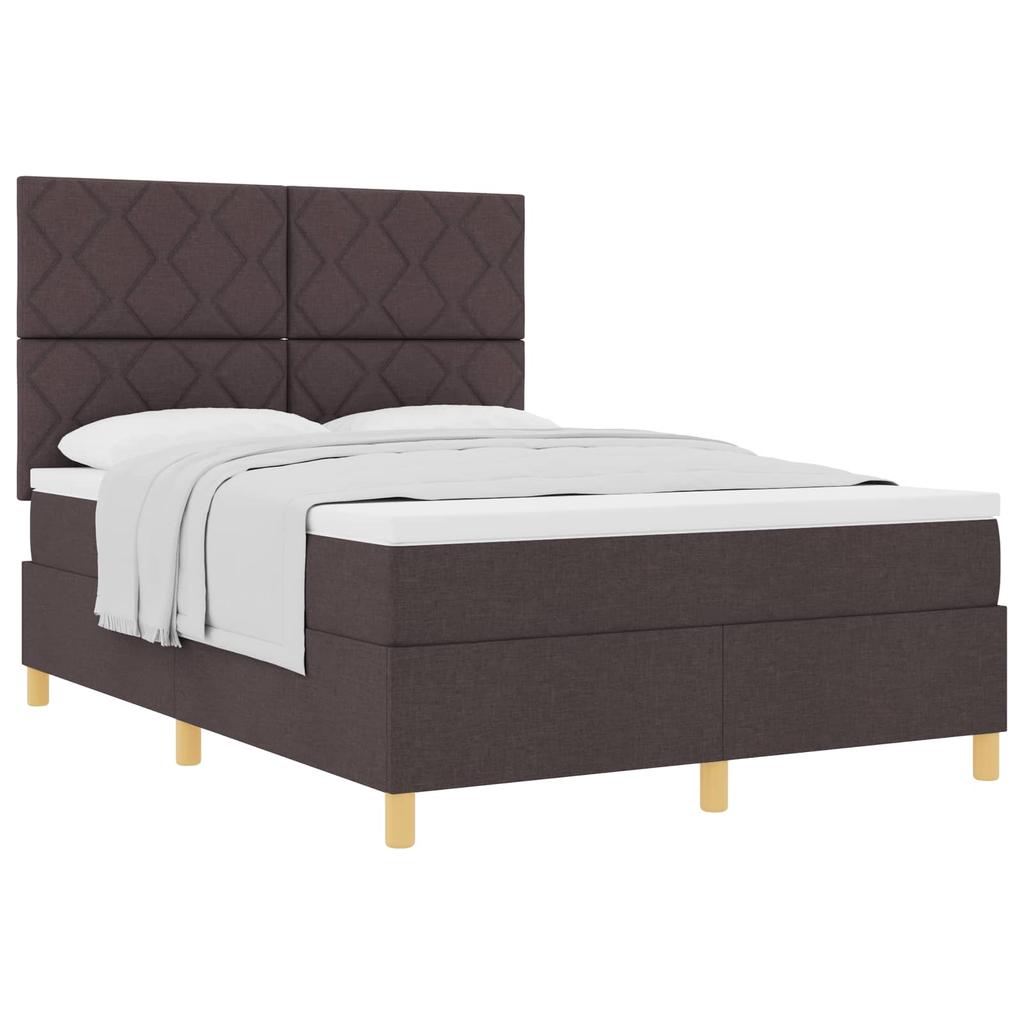Boxspring Bed with Headboard Dark Brown 160 X 200 Cm Fabric