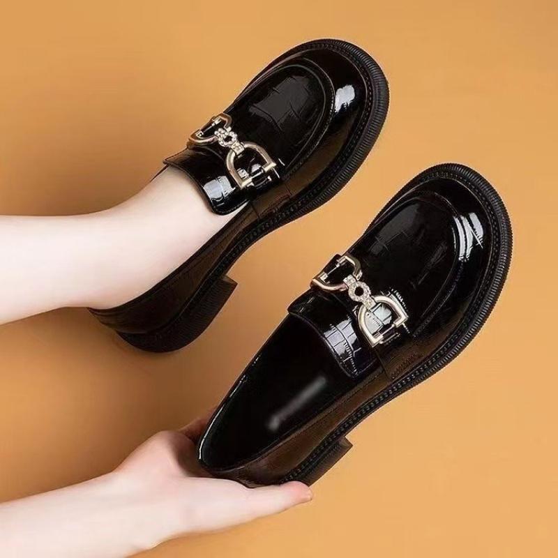 2025Autumn New Women's Loafers Round Toe Shallow Mid-Heel Non-Slip Low-Cut Slip-On Fashion Single Shoes for Women