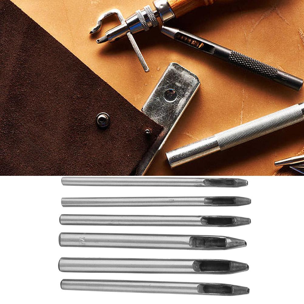 6Pcs 2mm Leather Craft Hole Punch Set Oval Shape Hole Belt Watch Band DIY Punching Tool Puncher