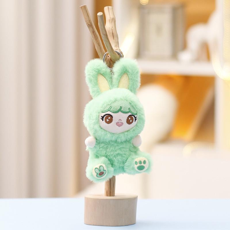 Three Baby Plush Rabbit Keychain Pendant With Embroidery Design Gift For