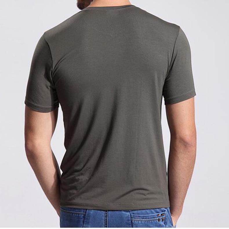 Korean Style Men's Bamboo Fiber Modal T-Shirt - Solid Color, Round Neck, Half Sleeve