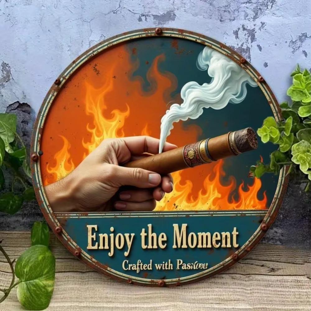 

Vintage Flaming Smoke Iron Wall Art Metal Sign Garage Garden Farmhouse Decor 40x30cm білий