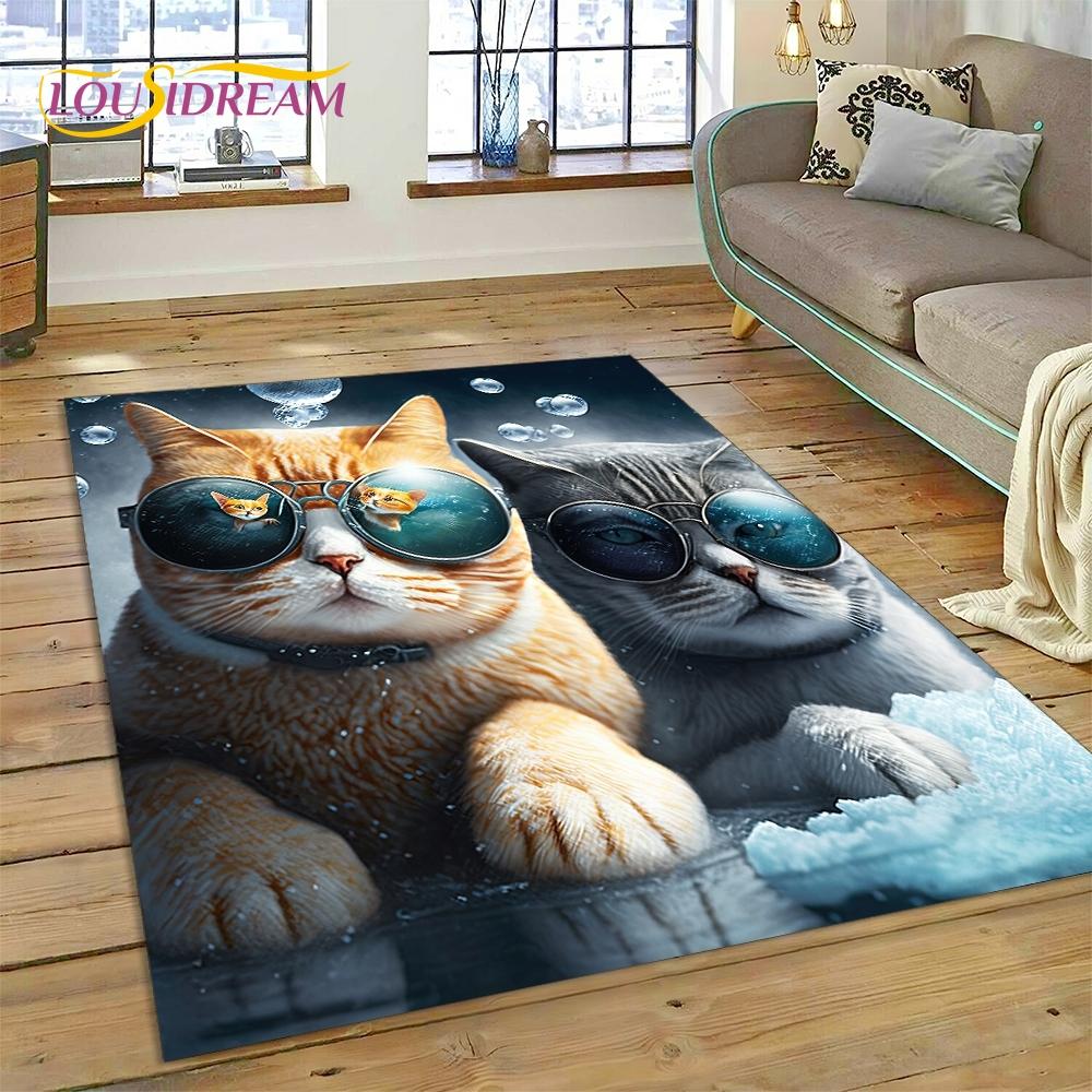 3D Persian Cat,Cute Calico Cat,Ragdoll Cartoon Rug Carpet for Living Room Bedroom Home Decor,Non-slip for Sofa  Doormat Gift Kid