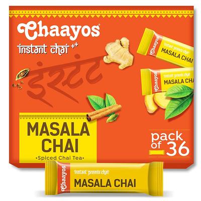 Chaayos Instant Tea Premix - Masala Chai Flavour - Low Sugar (36 Sachets, 288 Gram) | Assam Tea | Flavored Masala Mix