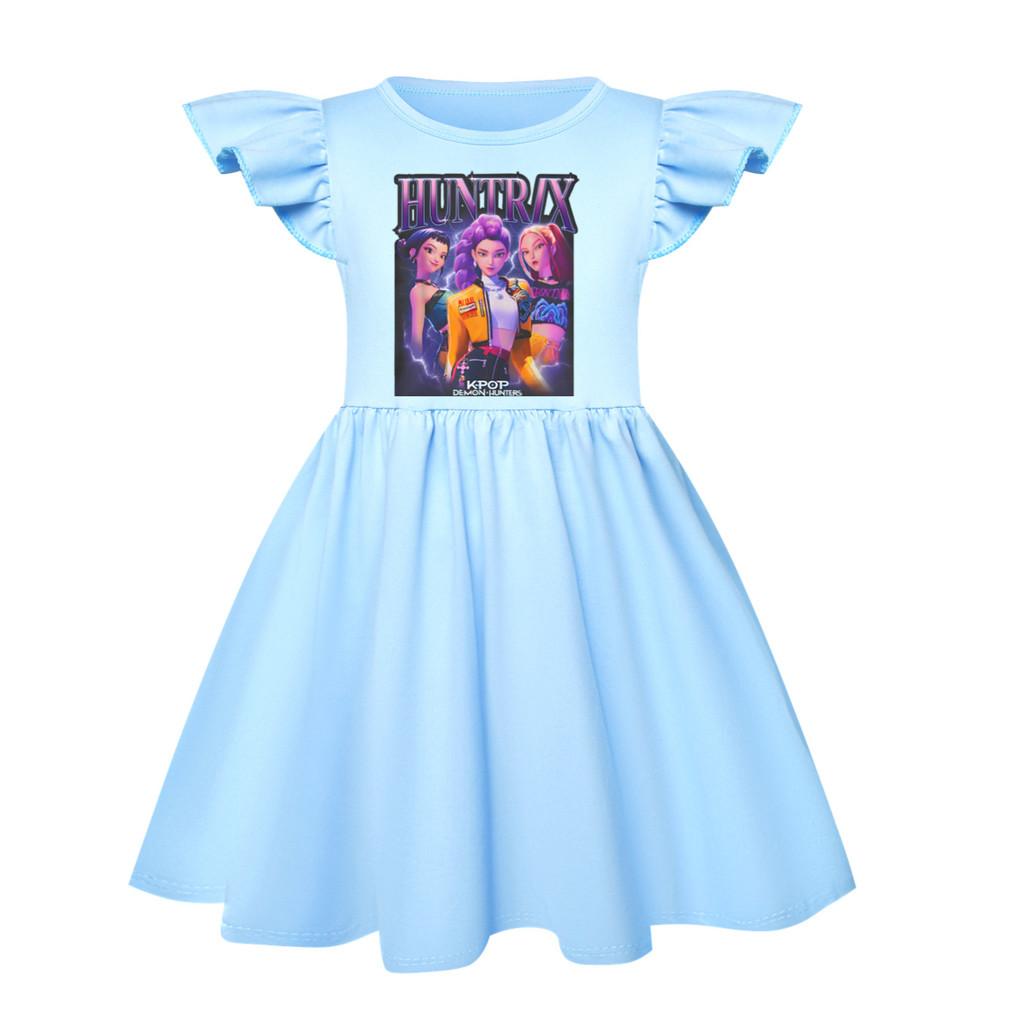 

5029 Детское платье для девочек Мира Зои Руми с принтом и оборками, с короткими рукавами, повседневное 150cm светло-синий