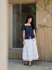 Endeopobeu Cotton Flare Lace Pintuck Long Skirt _ White