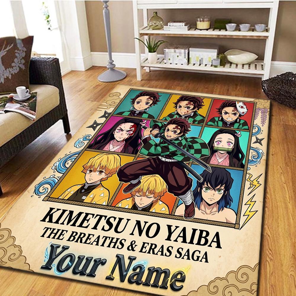 Tappeto Personalizzato Demon Slayer Kimetsu no Yaiba per Soggiorno Camera da Letto Decorazione Casa Stile Film Tappeto da Gioco per Pavimento -HE33