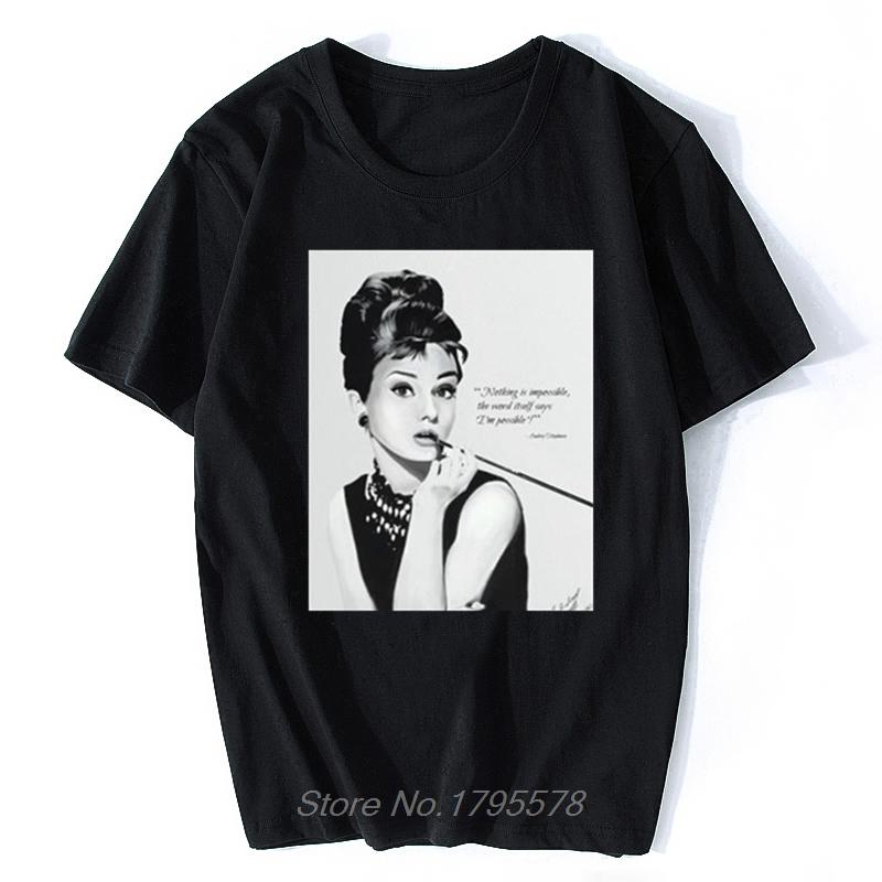 

Audrey Hepburn Smokes Cool Girls Women s Harajuku Korean Black Tshirt Unisex Short Sleeve Cotton Tees Hipster Tops Streetwear M