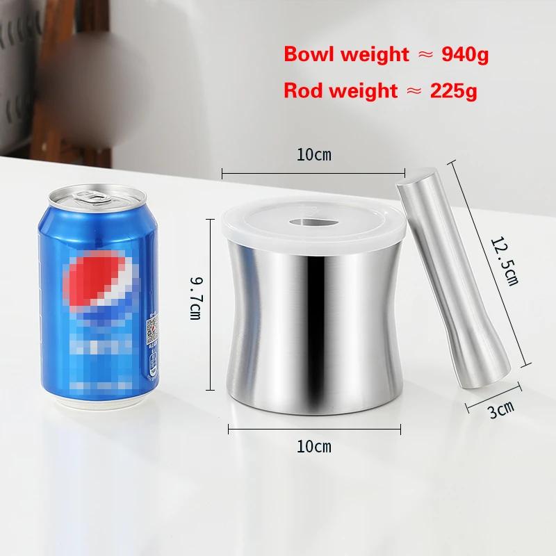 304 Stainless Steel Garlic Masher Stone Mortar Garlic Mortar Mashing Tank Household Tamping Medicine Ramming and Grinding