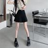 High-Waist Black Pleated A-Line Skirt for Women, Summer 2024 - Anti-Exposure & Slimming Design