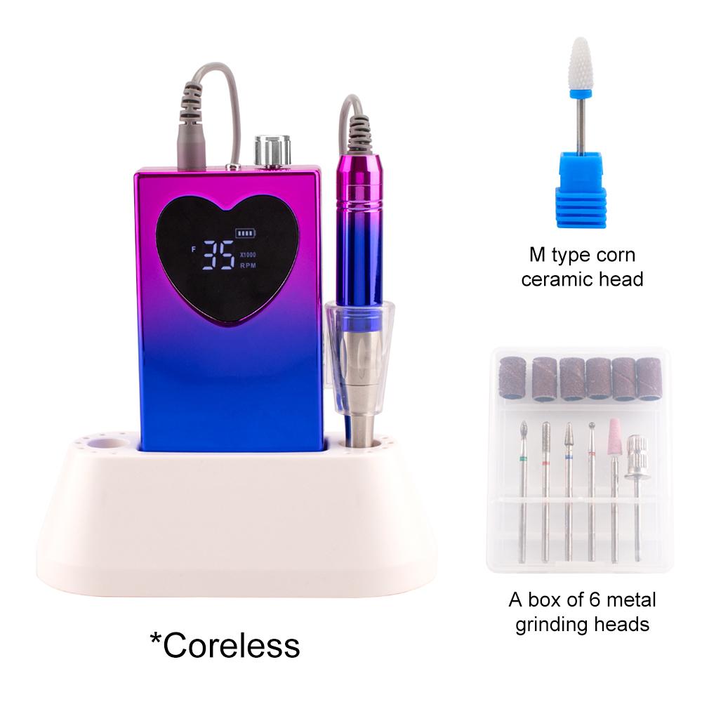 

BEPAN Coreless Handle 35000RPM Portable Pro Cordless Nail Drill Machine with Desktop Battery Powerful Nail Sander with Multi Function US синій